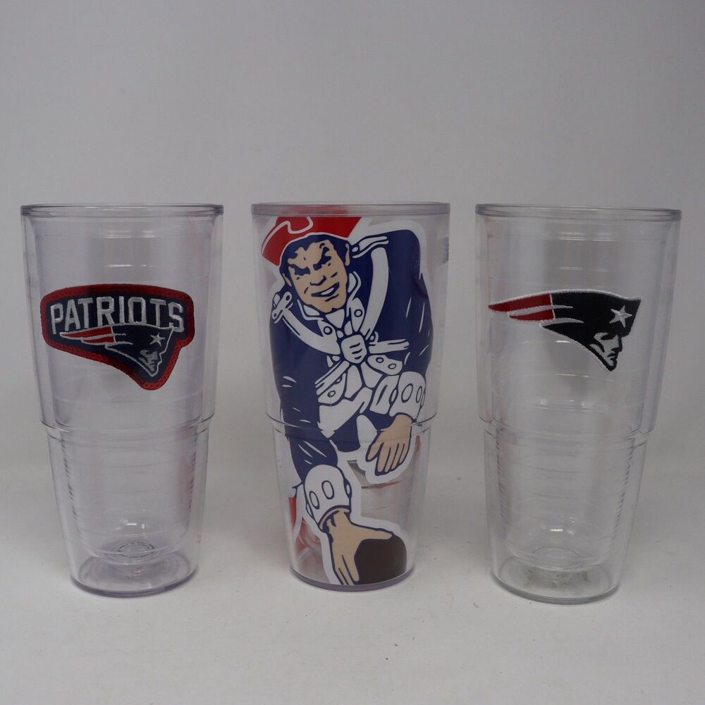 Lot Of 3 Tervis New England Patriots 24oz 16oz Tumblers